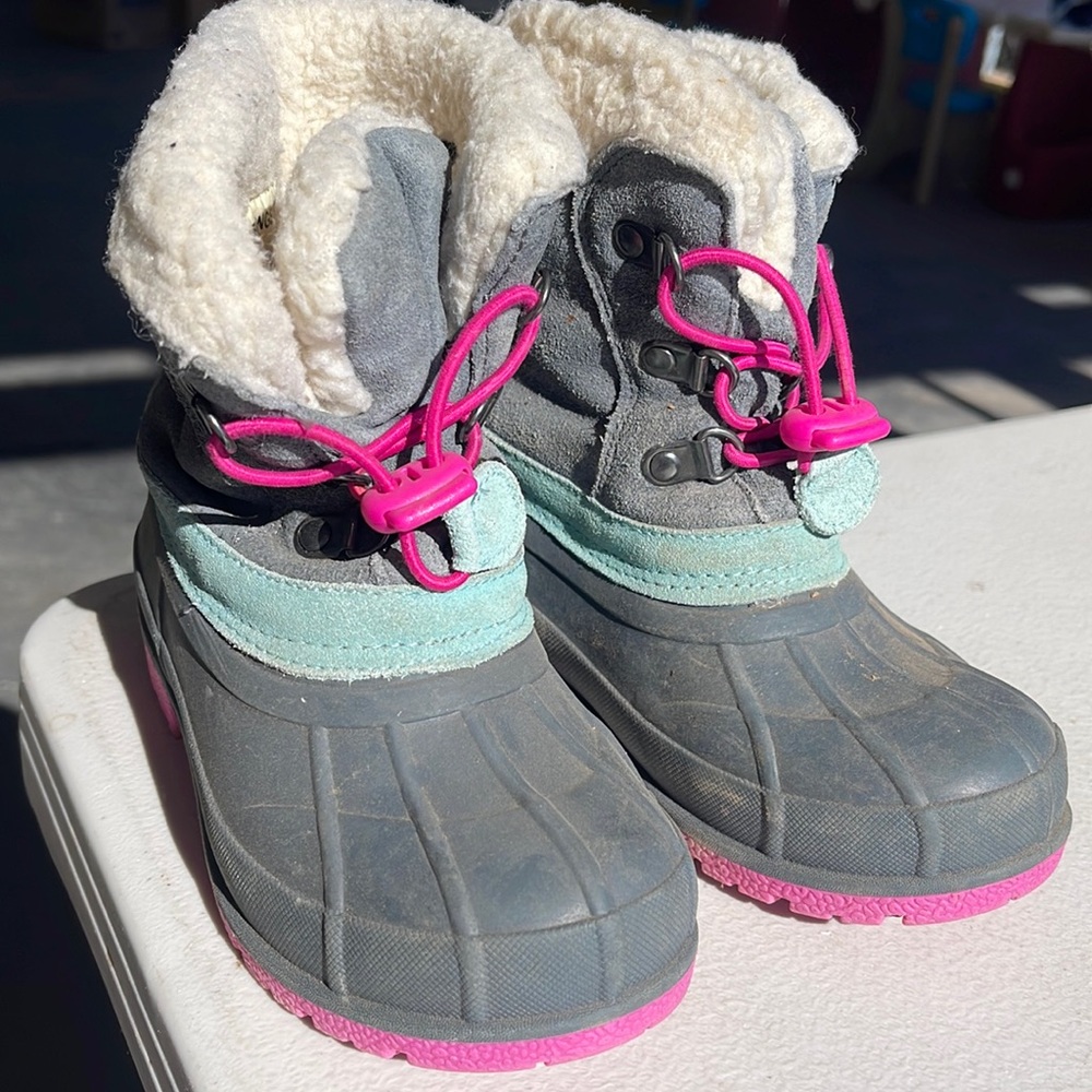 Grey kids girl, girl boots, snow boots, size 11/12